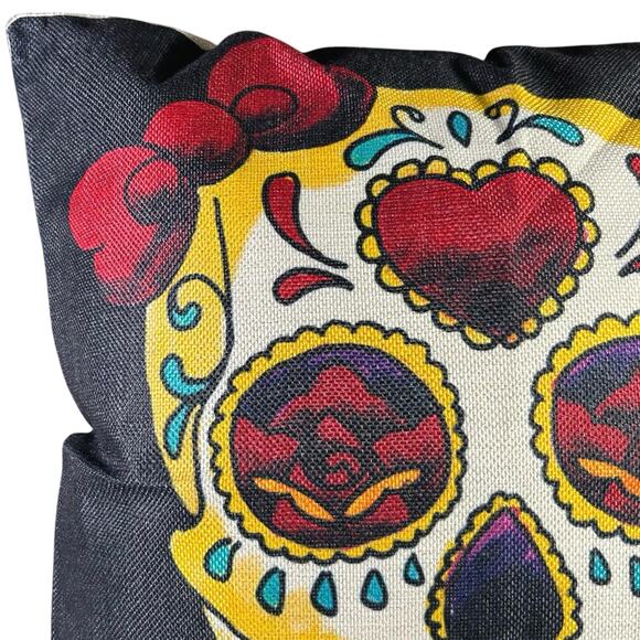 Day of the Dead Sugar Skull Multi Color Pillow Cover Home Decor - Picture 2 of 3